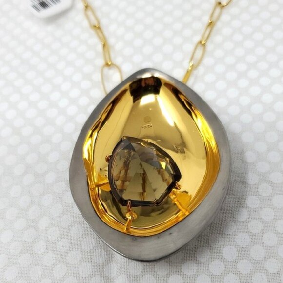 Alexis Bittar Gold Teardrop Pendant Necklace w/ Chain - Picture 2 of 9